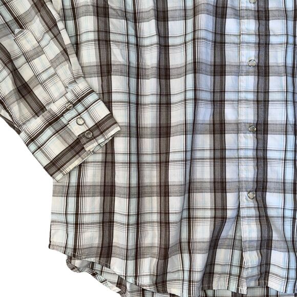 Mens Button Down Shirt XL Plaid 90s Western Flap Pocket Triple Snap Cuffs - Picture 4 of 16